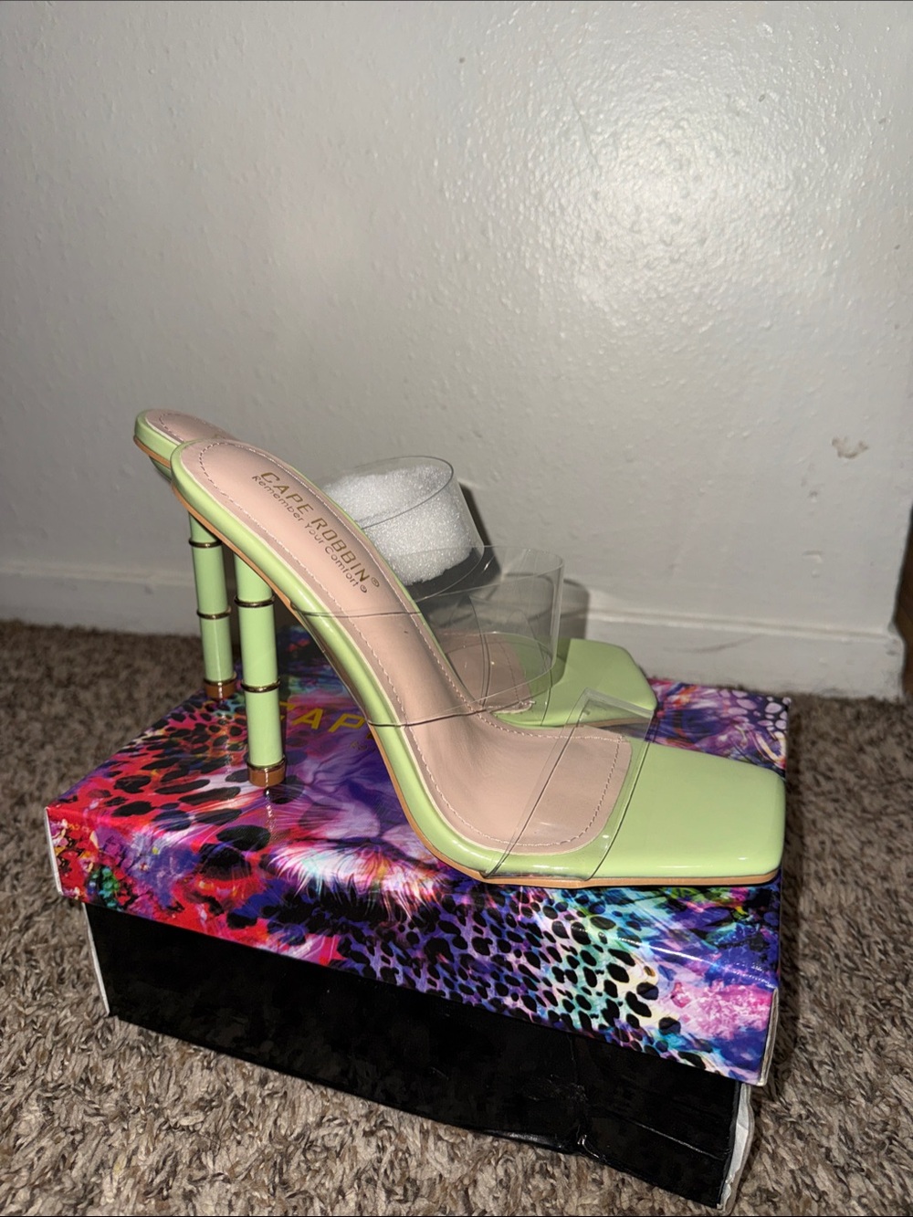 Cape Robbin Lime Green Clear Strap Heel